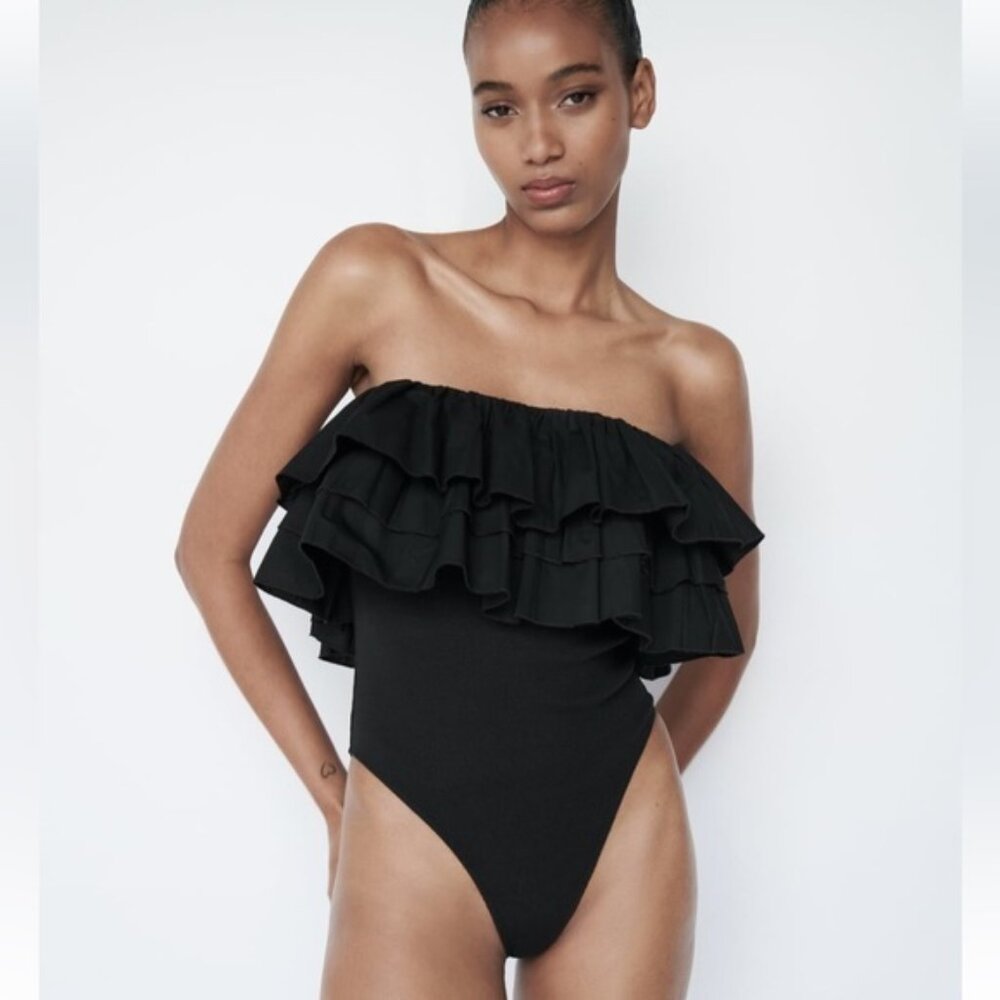 Zara Strapless Ruffle Bodysuit - Picture 2 of 8